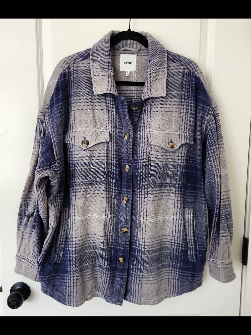 aerie Blue & Gray Plaid Button-Front Shacket